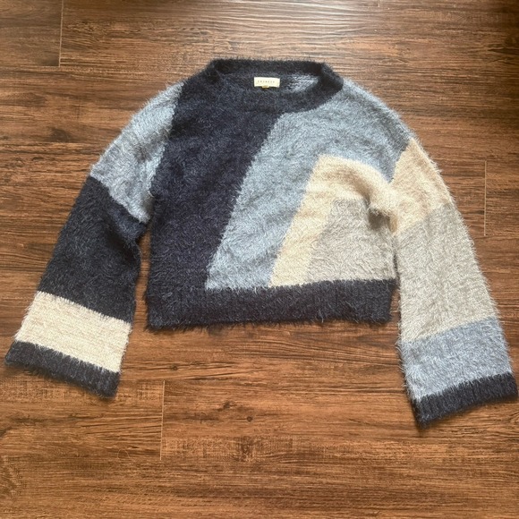 Promesa Sweaters - Promesa Medium Fuzzy Eyelash Knit Colorblock Cozy Indie Boho Sweater